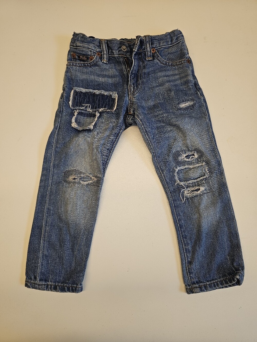 EUC | 3T | Polo Ralph Lauren | Blue Distressed Patchwork Jeans
